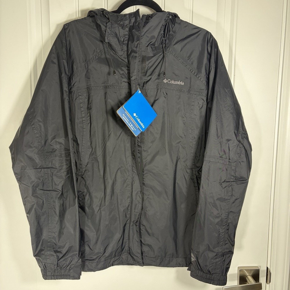 Columbia Omni Tech Hooded Waterproof Rain Jacket Black Women's 1x